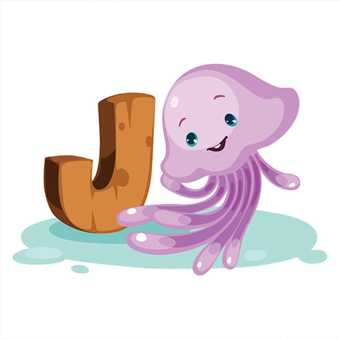 Artway Alphabets A to Z Big Size Wall Stickers with Cute Animals for Baby Room Décor 60 cm x 60 CM Multicolor (Multicolor_10)