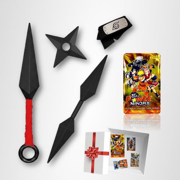 Kashsell Ninja Cosplay Set | Single Kunai | Double Kunai | Knife,Headband | Shuriken |Stickers and Trading Crads | Naruto Kit| Anime Toy Set | Kunai Set