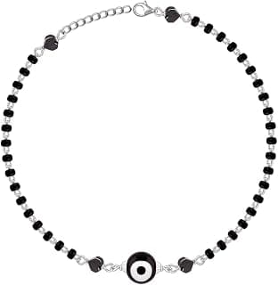 GIVA 925 Silver Black Evil Eye Anklet,Single | Gifts for Women and Girls | With Certificate of Authenticity and 925 Stamp | 6 Months Warranty