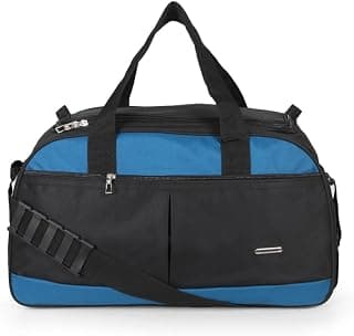 Travel Duffel Bag, Black and Blue, with Shoulder Strap | 50 Litre