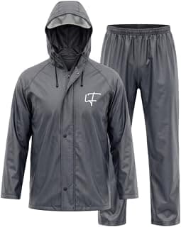 Leriya Fashion Black Raincoat for Men Waterproof with Hood – Lightweight Windproof Rainsuit Jacket for Men Waterproof | 2-Piece Suit Set for Man | Rainwear Ideal for Bike Riding & Travel