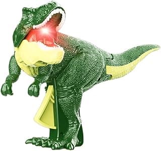 VGRASSP Roaring & Head Swinging Dinosaur Toy for Kids with LED Light in Mouth & Realistic Actions Like - Rotating & Swinging Head and Tail, Movable Joints - Multicolor