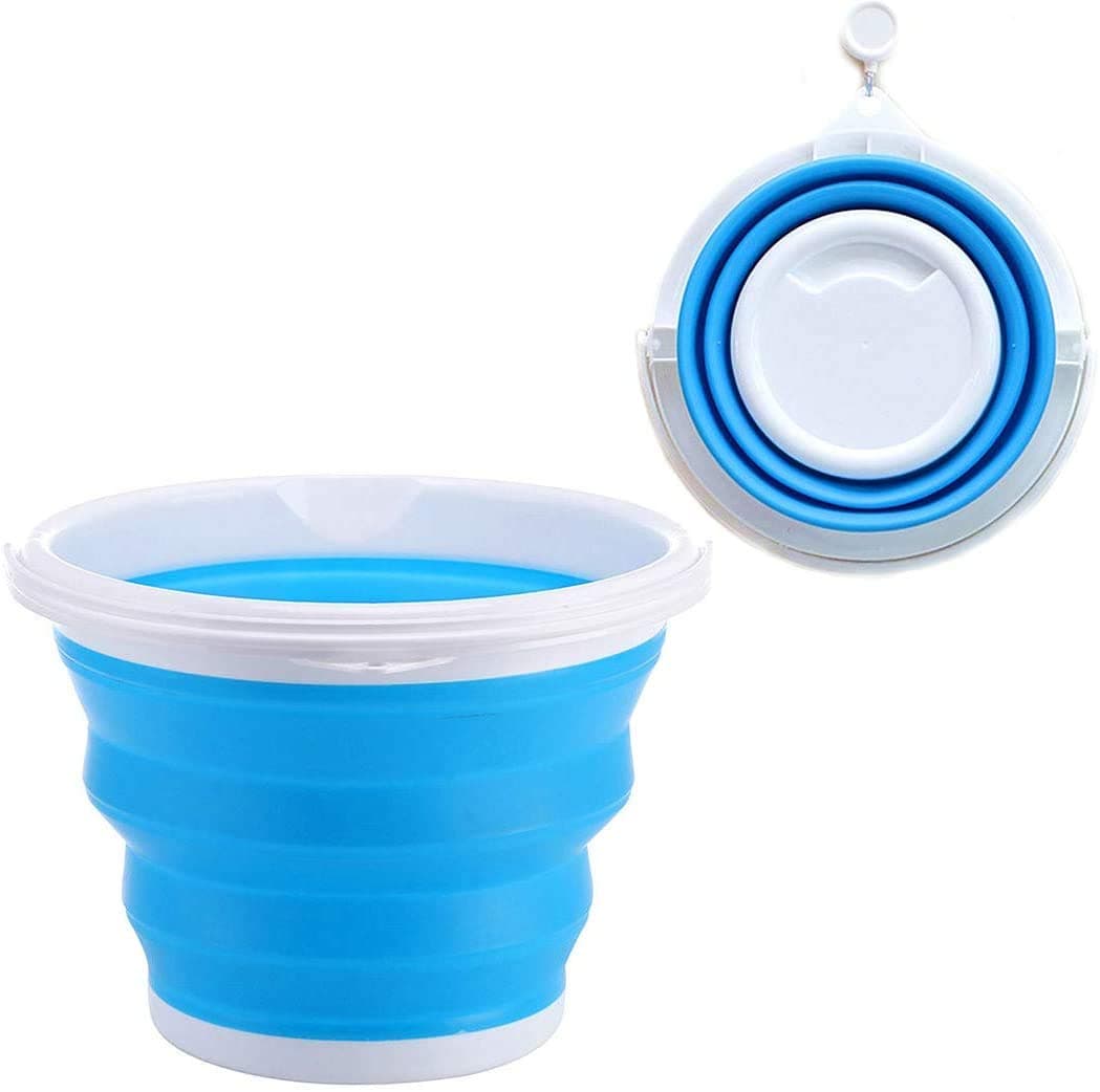 SGMVK Portable Foldable Silicone Bucket for Camping, Travel, Car Washing, Home/Outdoor/Garden Activities Small Spaces - Folding, Lightweight & Easy to Bring & Store Multicolor (5 Liter)