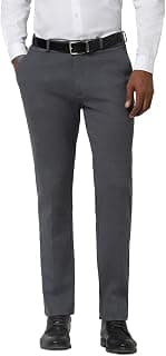 Peter England Men's Mid Rise Knit Formal Regular Fit Trousers
