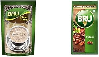 Bru Green Label Filter Coffee Powder 500 Gram Bag, Lightly Roasted Ground Coffee Beans From + Bru Instant | Aromatic Coffee From South Indian Plantations | Premium Blend of Robusta & Arabica