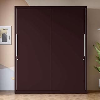 Interio by Godrej Almirah Slide N Store XL Plus 2-Door Steel Sliding Wardrobe for Clothes (Textured Shellwine Red), 1-Year Warranty, 7 Shelves, 2 Drawers