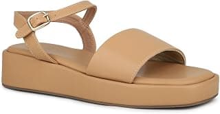 Inc.5 Women Beige Solid Platform Heels with Buckle Closure Sandal