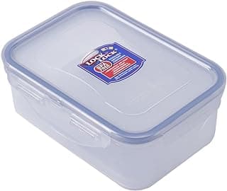 LocknLock Classic Rectangular Plastic Airtight Food Storage Container With Leak Proof Lid And Tray, 460 Ml, 1 Piece, Transparent