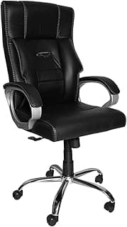 CELLBELL Grazia C57 High Back Boss Chair for Office/Computer/Desk/Leatherette Revolving Chair with Pure Soft Cushioned Arm Rest & Height Adjustable Chair for Director [Black]