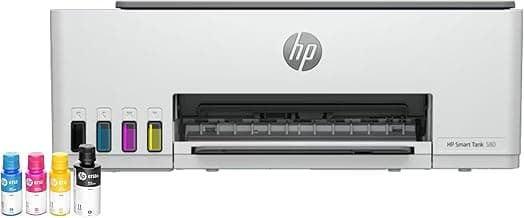 HP Smart Tank 580 All-in-One WiFi Colour Printer | 1 Extra Black Ink Bottle | 1+1 Year Extended Warranty on Registration| Up to 8000 Black & 6000 Colour Prints I Print,Scan & Copy for Office/Home