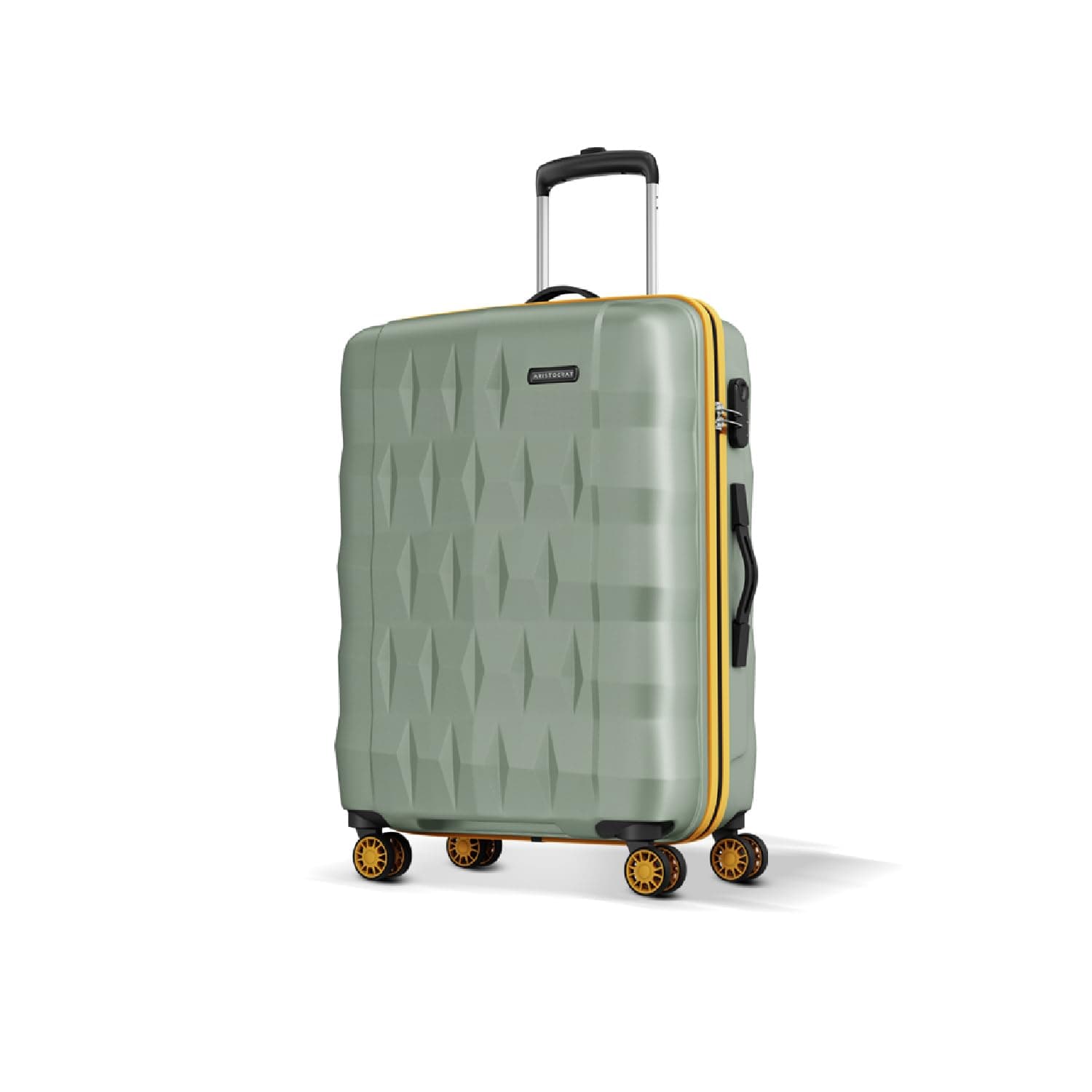 Aristocrat Comet 8 Wheel Check-in (Medium Size) Hard Case Trolley Bag | Combination Lock | Tough and Durable Polycarbonate Luggage | 3 Year International Warranty | 66 CM Suitcase for Travel | Green
