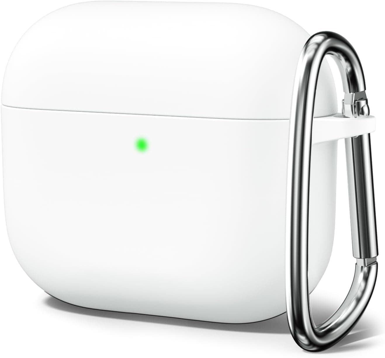 Meyaar for Apple AirPods 4 ​​​​​​​Case Cover with Keychain, Soft Skin Silicone Case Cover, Full Protective Case Cover Compatible with Apple AirPods 4 Case 2024 (White)