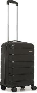 TEAKWOOD LEATHERS Teakwood Unisex Trolley Bag, Hard Cabin Trolley Small, 55 CM Trolley Bag for Travel, Lock System 360 Degree 8 Rotating Wheel (S, Black)