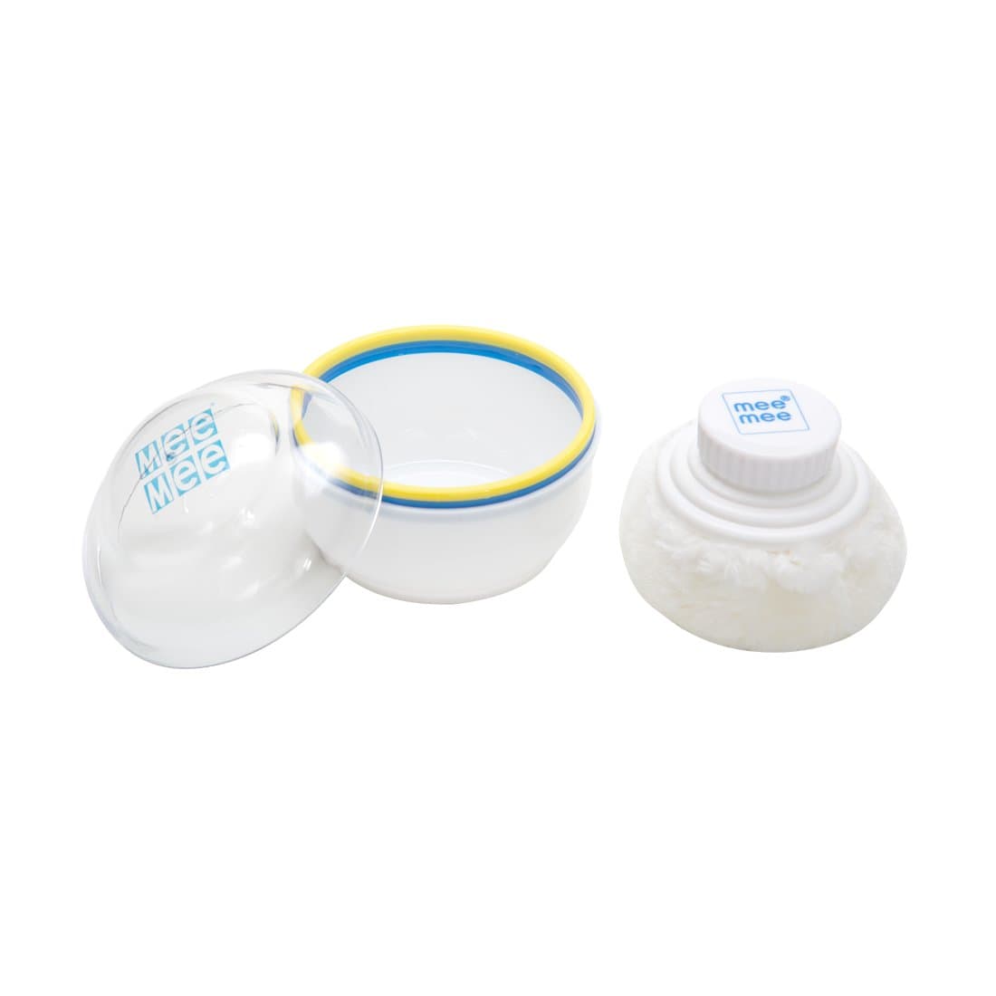 Mee Mee Soft-Feel Blue baby Powder Puff with with Box Holder Container for New Born and Kids | Gentle Touch for Your Little One's Skin | BPA-Free (Regular, Light Blue)