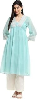 BIBA Women Polyester Regular Straight Embroidered Kurta