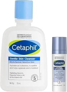 Cetaphil Optimal Hydration Lightweight Serum 30 ml Fast absorbing Hyaluronic Acid Blue Daisy extract Vitamin B5 for Skin Cleanser for 125 ml Hydrating with Niacinamide Vitamin B5