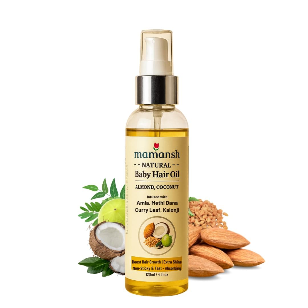 Mamansh Natural Baby Hair Oil | 14-Oil Blend for Hair Growth, Softness & Natural Shine | Gentle & Baby-Safe | 120 ml