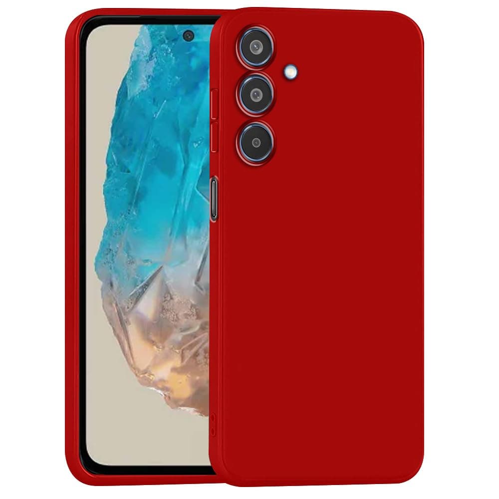 amazon basics Mobile Cover for Samsung Galaxy M35 5G | Full Camera Protection | Premium Liquid Silicon Case | Flexible Bumper Case for Samsung Galaxy M35 5G (Red)