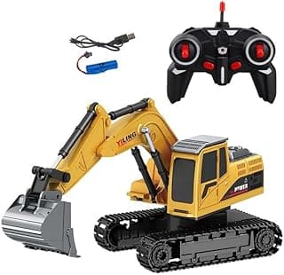 Jack Royal RC Excavator 5-Channel Wireless Remote Control Rechargeable Toy Truck Engineering Vehicles Machine Construction Toy with Lights & Music 360° Rotation
