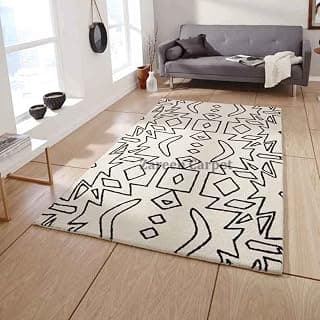 Hand Tufted Wool Carpets 1" inch Thick Pile for Living Room & Bedroom (6x9 Feet Color Multi)