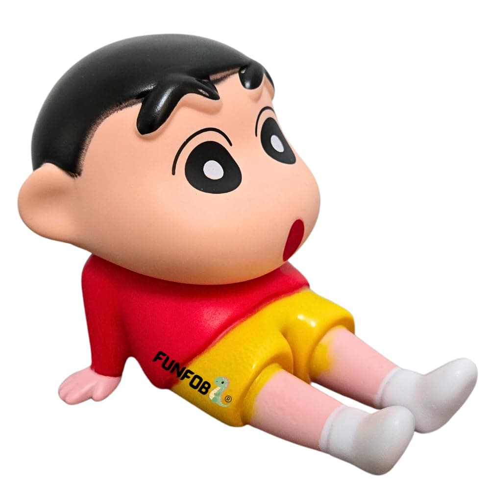 Funfob Shinchan Action Figure Height-12cm PVC Multicolour Shinchan Mobile Holder | No Box | Shinchan Holder Red