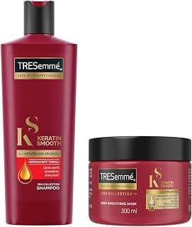 TRESemme Keratin Mask, 300 Ml & Keratin Smooth Shampoo 340 Ml, With Keratin & Argan Oil For Straighter, Shinier Hair - Nourishes Dry Hair & Controls Frizz