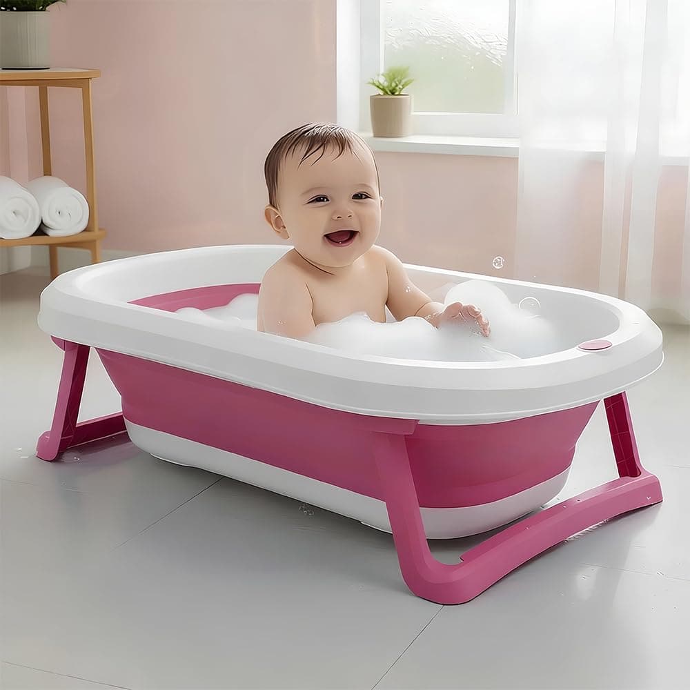 StarAndDaisy Baby Bath Tub for 0 to 5 Years/Bath Tub for Kids 0-3 Years, Tub for Girls & Boys with Foldable Legs, Easy to Store -Pink