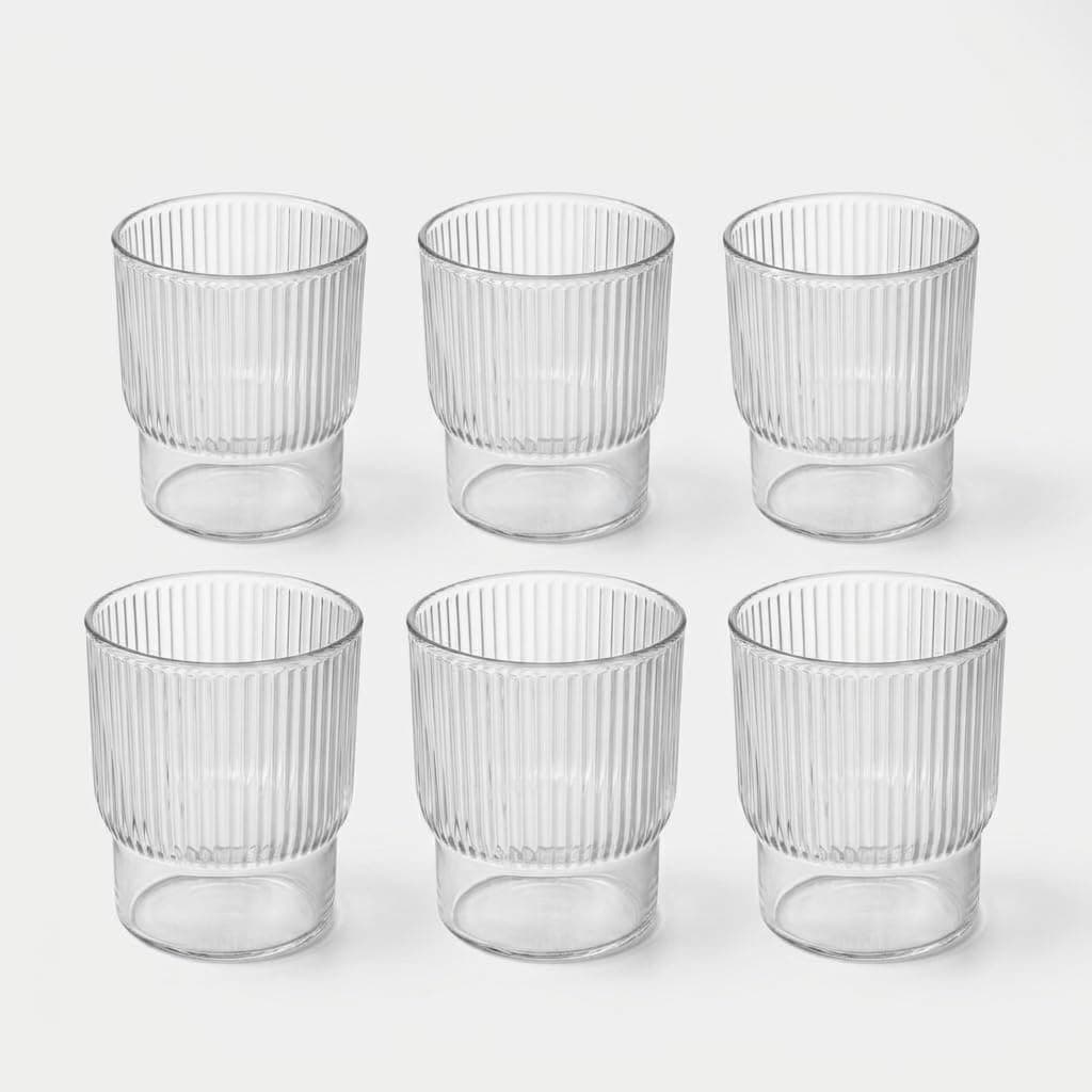 ZENION Unbreakable Transparent Plastic Glass Set of 6 (300 ml), Plastic Glass for Water, Juice, Faluda, Milkshake, Cold Drinks & Beer, Reusable Glasses