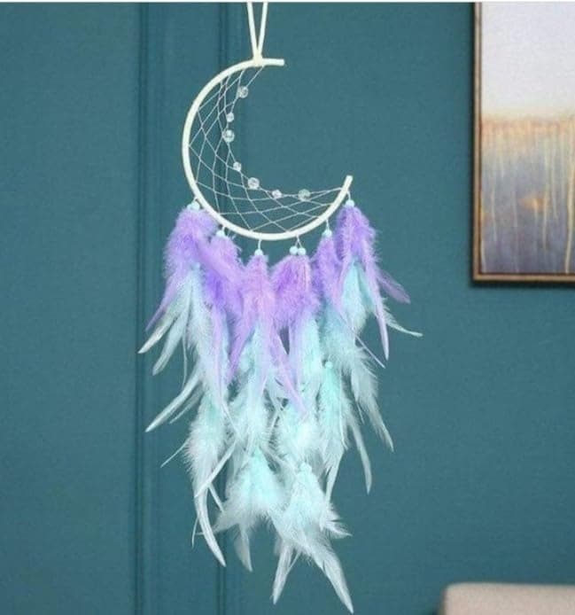 UVID Art and Craft Supplies Feather Dream Catcher (25 inch, Purple)_BZ_UVIDDREAMCATCHERMOON