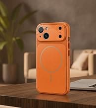 Compatible for iPhone 13 Cover Case Scratch Resistant Premium Glass Finish Slim Fit Protective Back Cover Shockproof Camera Guard Magsafe iPhone 13 Cover (Orange)
