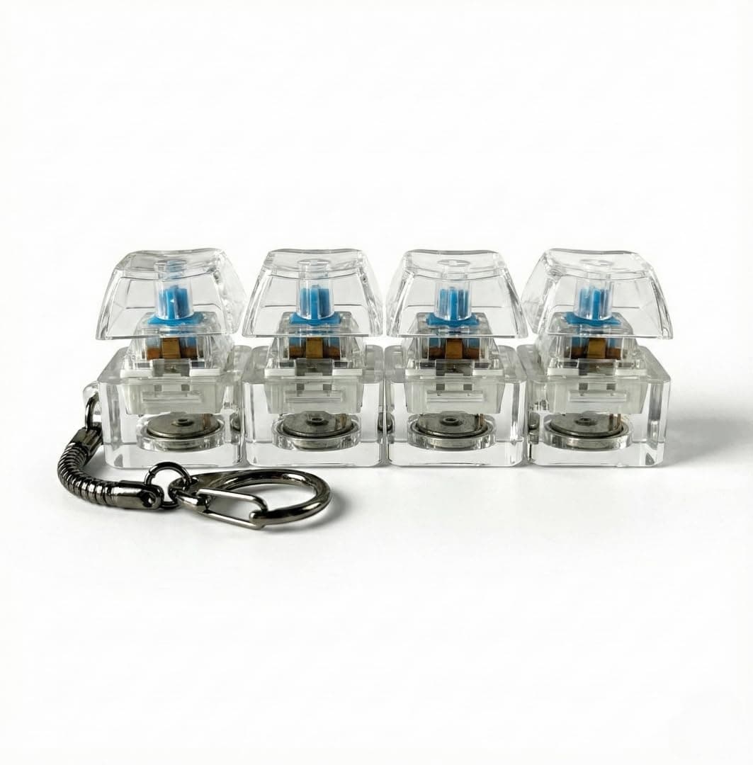 Sawardawalas Transparent Mechanical Switch Fidget Keychain for Stress Relief, Clicky Desk Toy for Adults, Portable EDC Keyring Accessory for Office, Travel & Daily Use