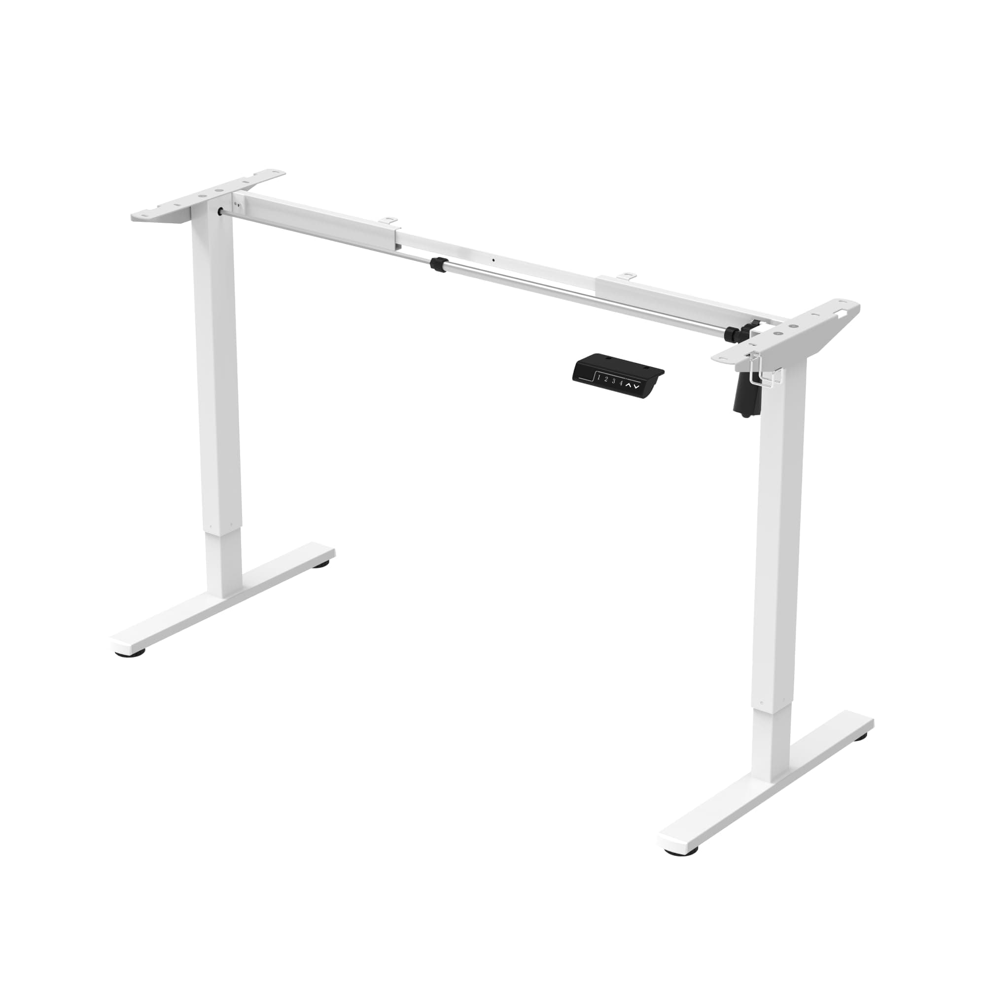 ErgoYou Electric Height Adjustable Table Motorized Ergonomic Sit Stand Computer Desk - 80 Kgs Max Weight Capacity - SM4 Series - White Steel Frame