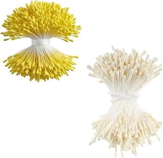 BOLT BEE Artificial Flower Pollen Stamens 2mm for Flower Making one Bunch (Off White and Yellow one one Bunch)