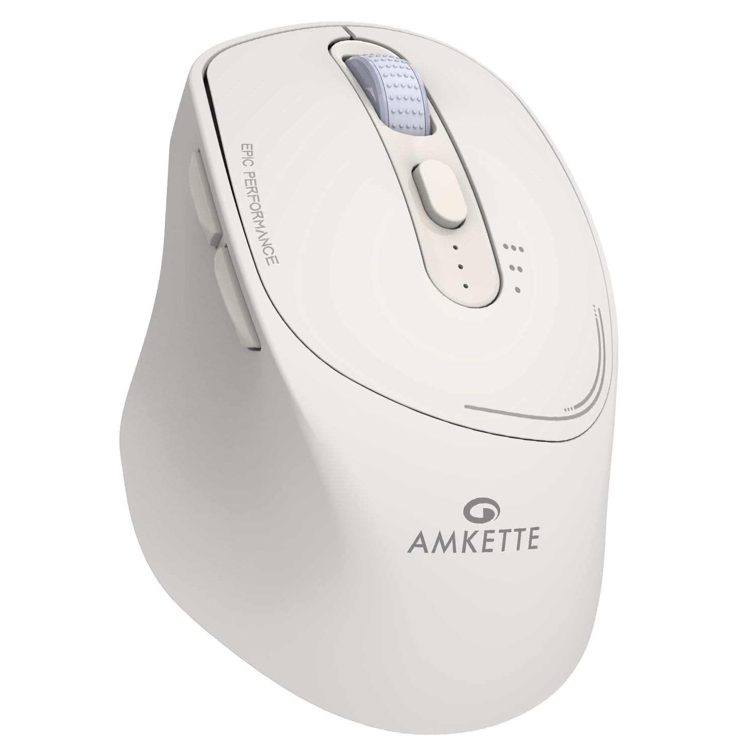 Amkette Hush Pro Epic Rechargeable Wireless Mouse/Bluetooth Mouse | 3 Device Connectivity (2xBT&2.4G)| 2400 DPI |Silent Switches| Premium Ergonomic Design Type C Charging | White