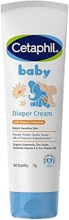 Cetaphil Baby Diaper Rash Cream with Organic Calendula 70 g | Soothes, Repairs & Protects from First Use | Zinc Oxide Barrier, Chamomile & Shea Butter | For Sensitive Baby Skin