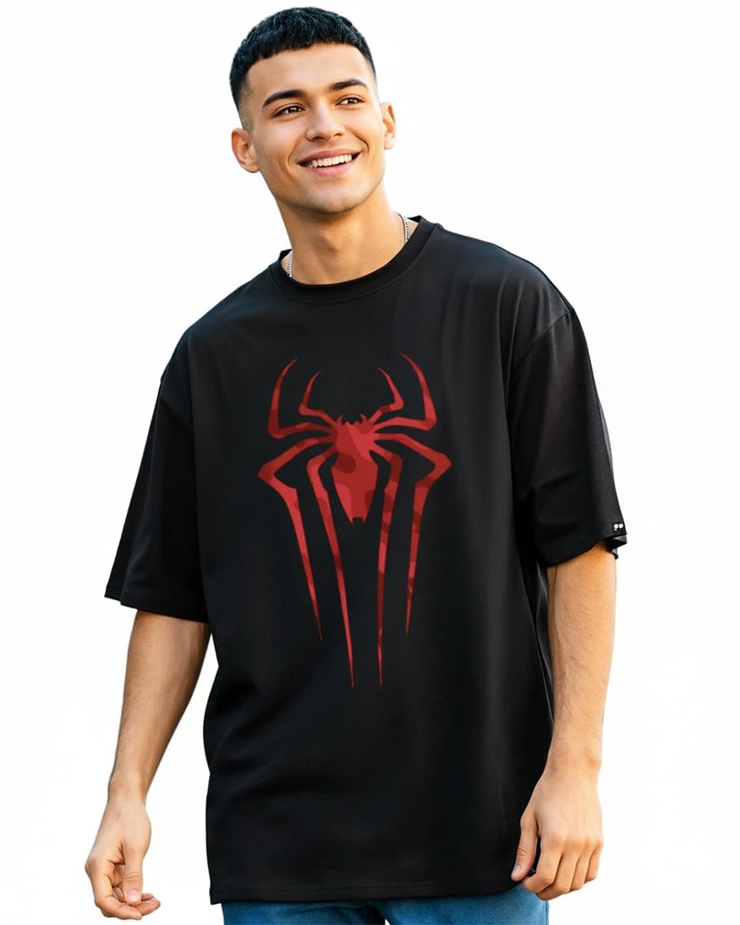 Bewakoof Official Marvel Merchandise Men's Ombre Oversized Fit Half Sleeve Round Neck Cotton Jersey T-Shirt