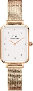 Daniel Wellington Quadro Analog Watch for Women with White Rectangle Dial & Rose Gold Stainless Steel Bracelet Band Water Resistant Women's Wrist Watches - DW00100527