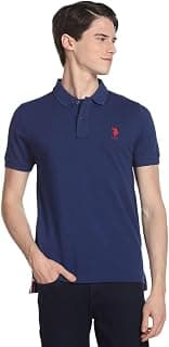 U.S. POLO ASSN. Men's Cotton Regular Fit Half Sleeve T-Shirts (Ustshc0057_Blue_Medium)