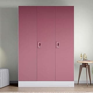 Interio by Godrej Almirah Slimline 3-Door Steel Almirah, Cupboard for Clothes (Royal Ivory and Dusty Rose), 1-Year Warranty, 7 Shelves, 1 Locker