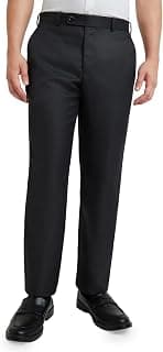 Park Avenue Men's Mid Rise Regular Fit Structure Pattern Poly Viscose Blend Flat Front Formal Trouser