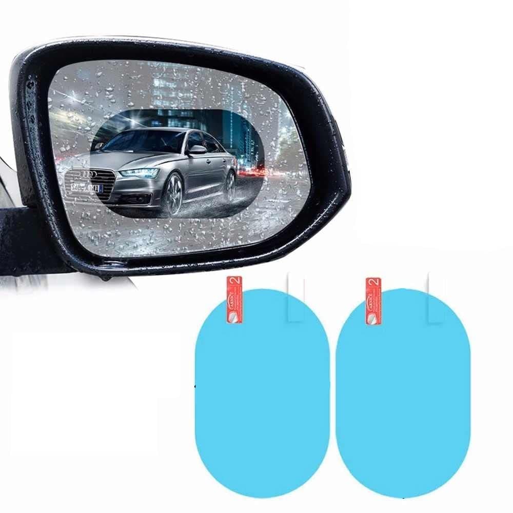 HSR Universal Car Accessories Rear-View Mirror Waterproof Anti Fog Rainproof Anti-Water Protective Film Sticker for Car (Oval - 2 PCs)