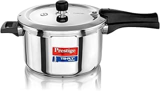 Prestige 5 Litre Triply Svachh Outerlid Pressure Cooker|Deep lid for spillage control|Gas & Induction Compatible|Triply body for even heating|Gasket Release System|5 Years warranty|ISI certified