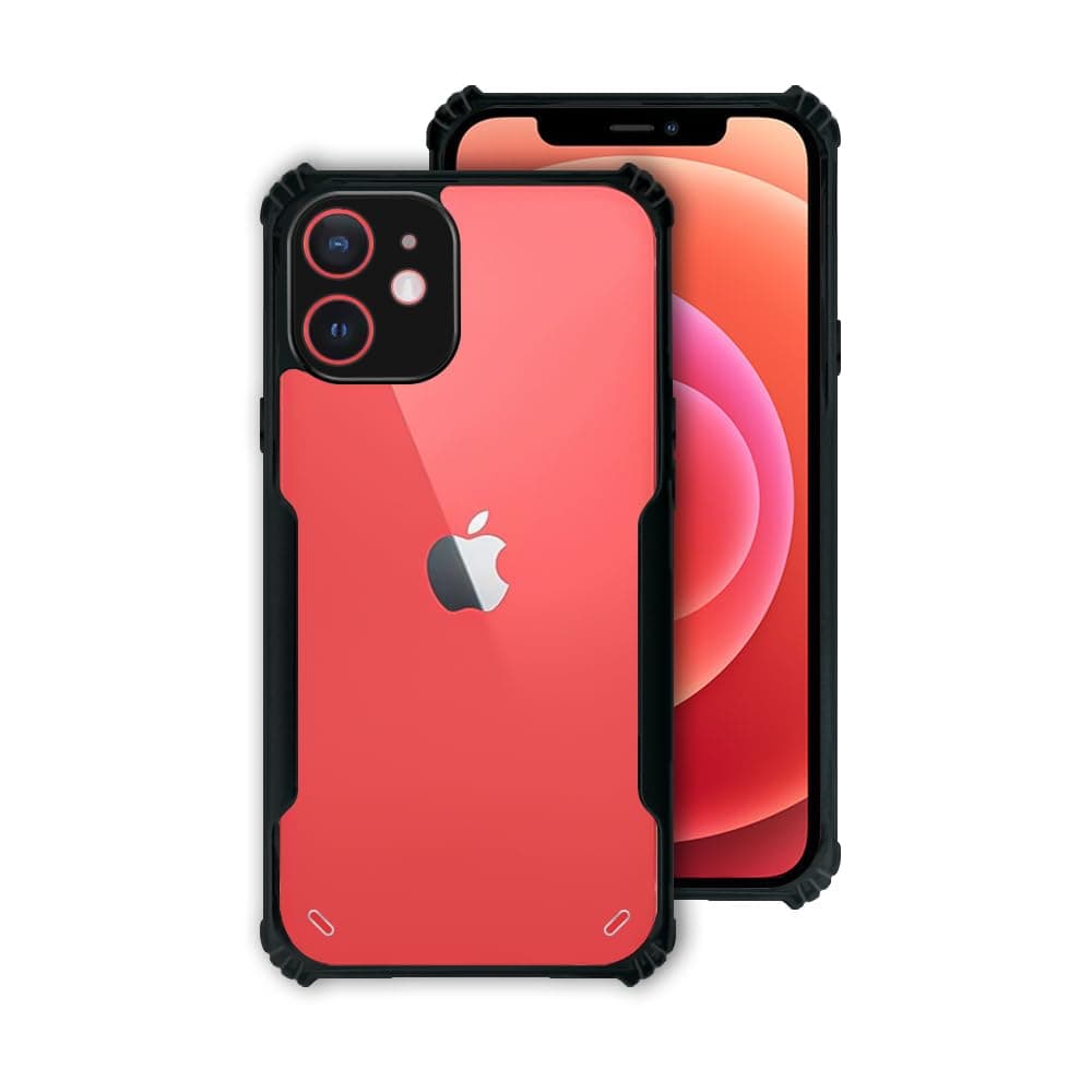 7SEVEN® Ipacky Back Cover for iPhone 12 Mini Mobile Back Case Shock Proof Design Camera Edges Protection Crystal Clear Phone Case Precise Cutouts Matte Black Soft Bumper Phone Cover