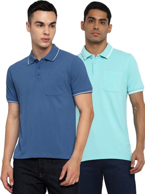 AMERICAN CREW Men's Polo Collar T-Shirt with Pocket, Combo Pack of 2