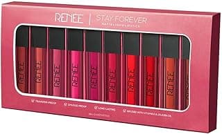 RENEE Stay Forever Matte Liquid Lipstick Combo | Transfer & Smudge-Proof | Long Lasting | Infused with Vitamin E & Jojoba Oil | Perfect for Gifting, Wedding & Special Occasions | Travel Pack of 10