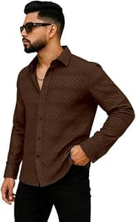 Hmkm Men's Solid Linen Cotton Shirt, Casual, Plain, Full Sleeve, Summer-Regular Fit, Stylish, Everyday Formal Wear