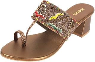 Mochi Women Ethnic Embellished Block Heel Sandal