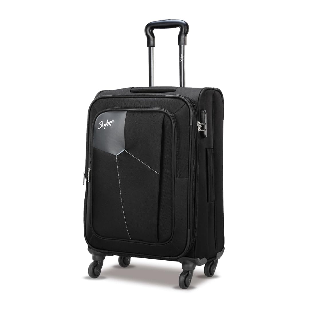 Skybags Polyester Soft 57 Cms 4 Spinner Wheels Luggage- Suitcase(Strubw57Eblk_Black), 38 Cm