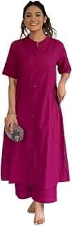 Generic Buyaura Women's Cotton Embroiderd Long A-Line Kurti with Palazzo