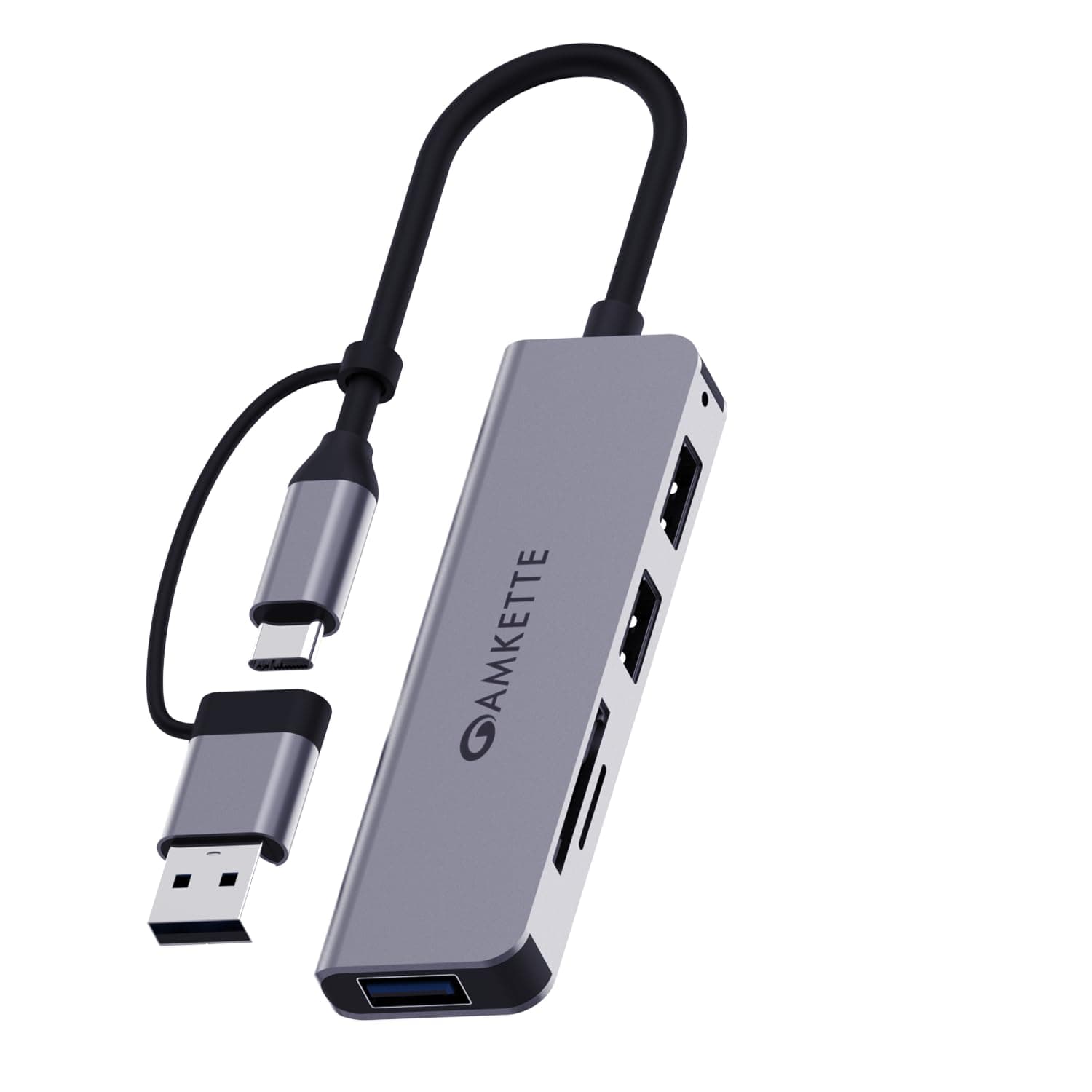 Amkette Type A+C 5 in 1 USB Hub 3.0, Upto 5GBPS DataTransfer Speed,Dedicated Card Reader&Micro SD Slot, Universally Compatible with All USB,Speaker,Laptop,Hard Drive,15cm Cable